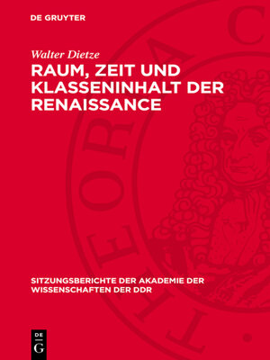 cover image of Raum, Zeit und Klasseninhalt der Renaissance